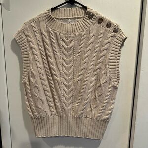 LOFT Women's Beige Cable Knit Sweater Vest